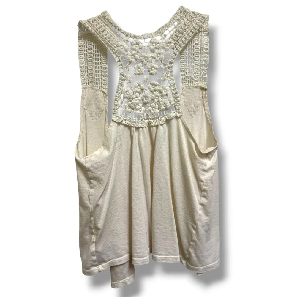 Justice Girls 8/10 Cream Crochet Racerback Open Front Boho Layering Vest